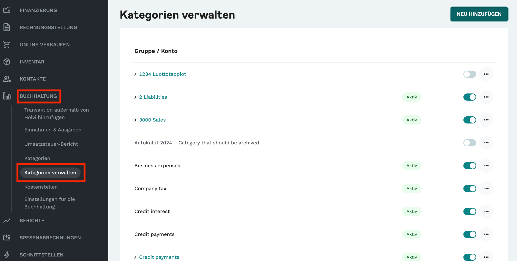 Screenshot Holvi App