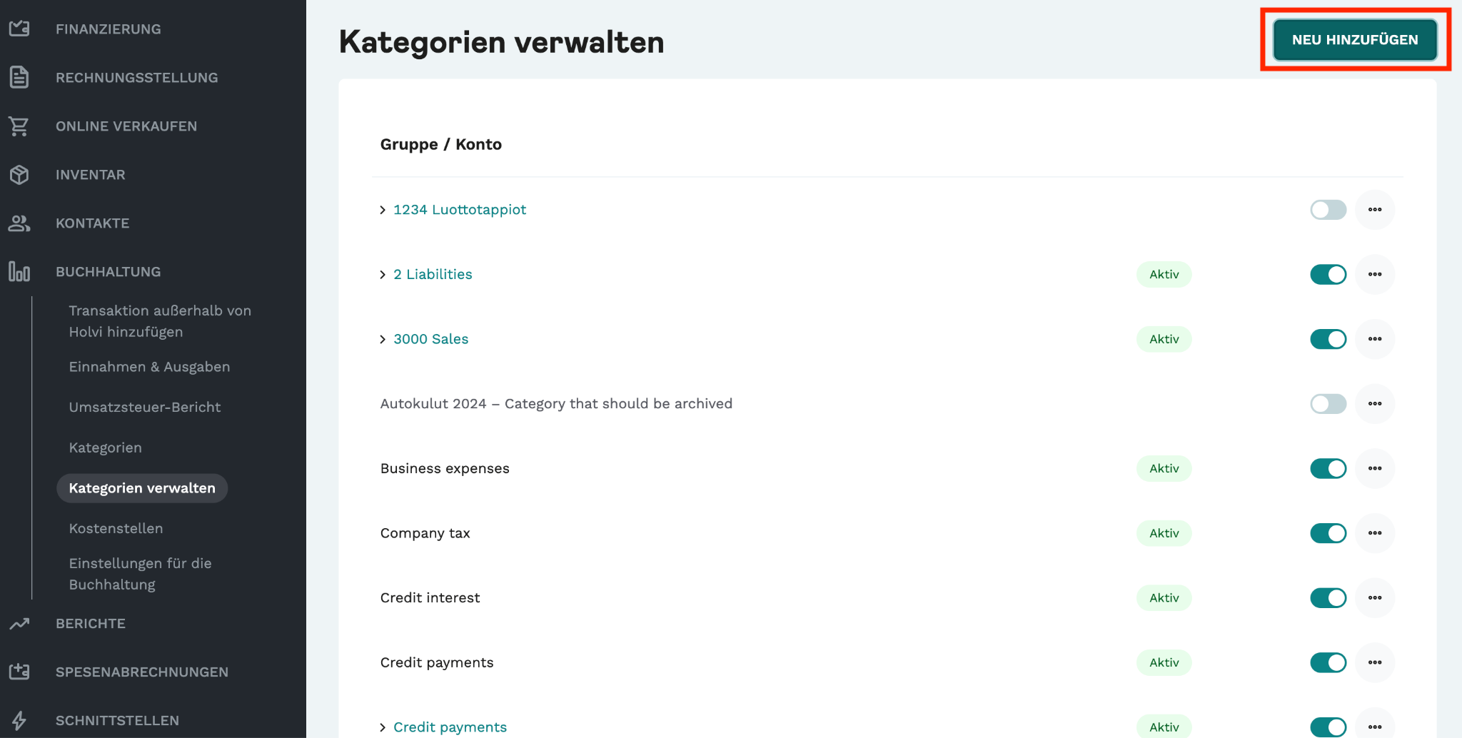 Screenshot Holvi App